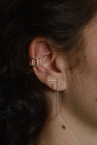 Earcuff Cubes | Zilveren klem oorbel